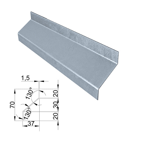 Steel lamella Zn 37x70x2000mm "Z"