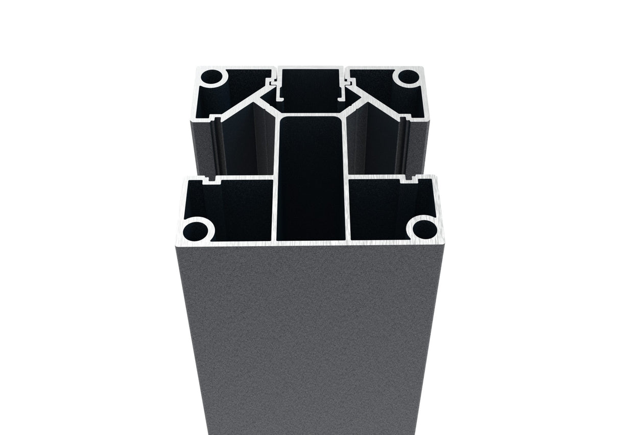 Set di pali di recinzione in alluminio 70 × 70 mm – 2,0 m – Antracite RAL 7016 – per riempimenti larghi 20 mm (a listell