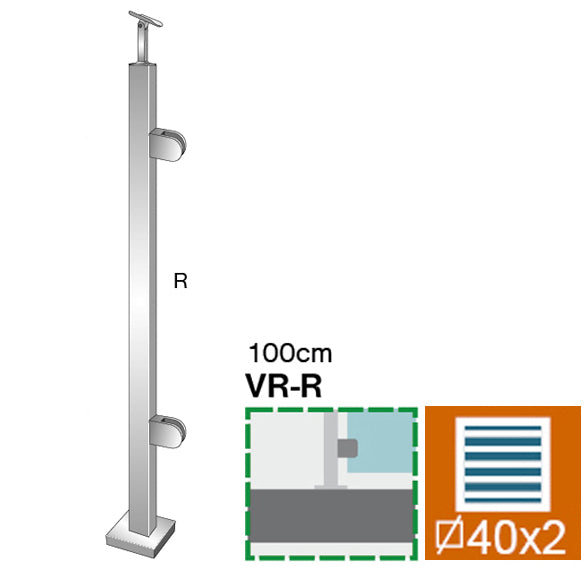 Inox pole, VK-straight, right AISI304, 40x40x2/2xm