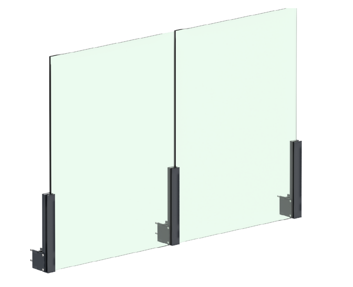 Aluminium Post Set 56×60 - 0.5m, Side Mounted with Covers, Intermediate - Anthracite RAL 7016