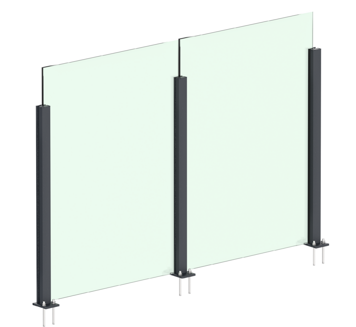 Aluminum Post Profile 56 × 60 mm - 1.0 m - Anthracite RAL 7016
