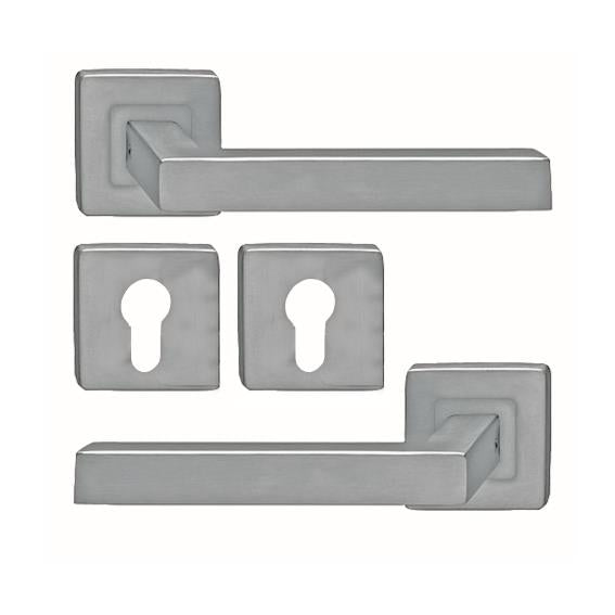 Door handle with plate, pair AISI 304, K320