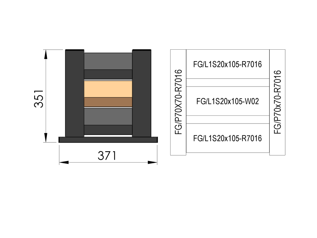 Fence sample 0,3x0,4m freestanding for louver slats FG/L1S20x105