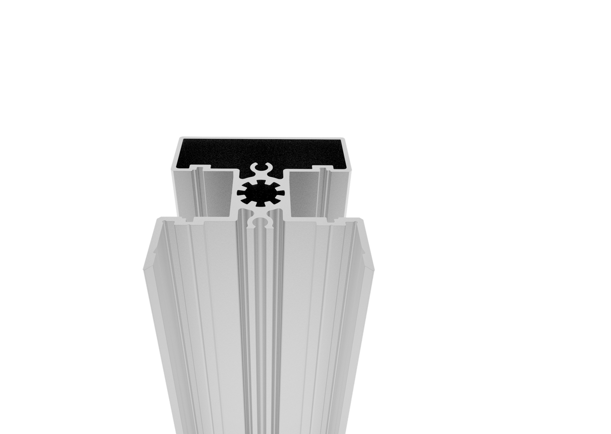 Aluminum Fence Post 50 × 60 mm – 6 m – Natural - for 20 mm wide infills