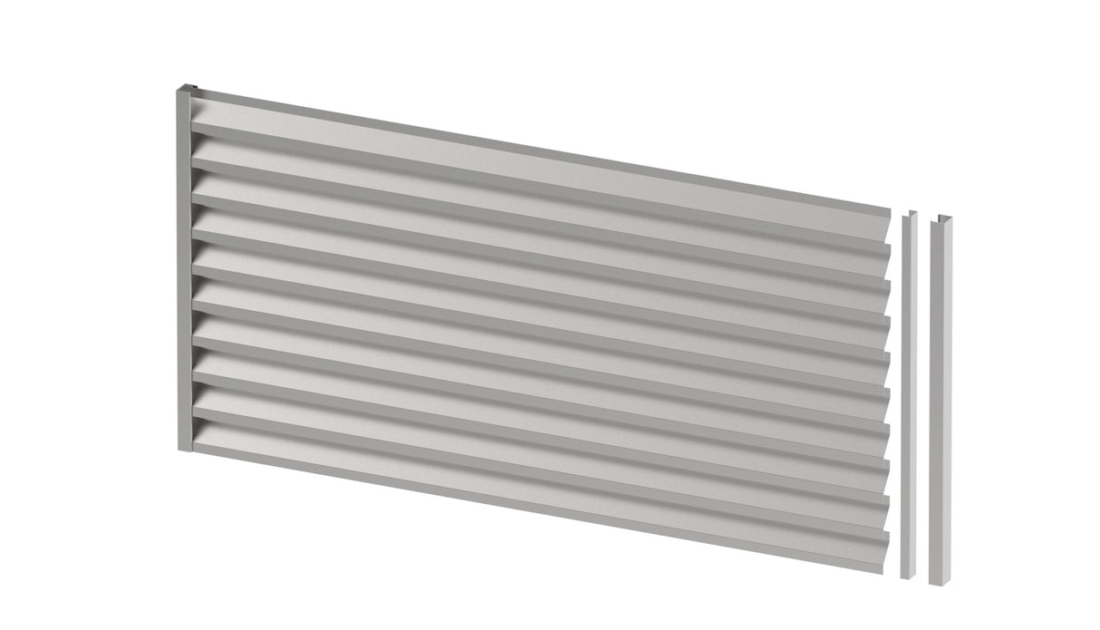 Galvanized steel fence 1x2m with galvanized steel louver infill 40.5x105, Natural