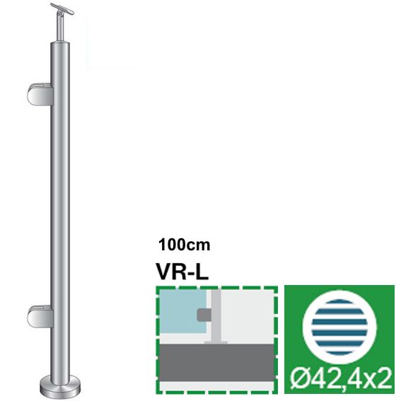 Stainless steel pole, VK-straight, left