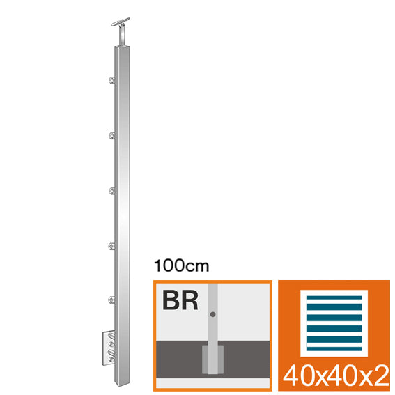 Stainless steel pole JP, BK-straight AISI304, 40x4