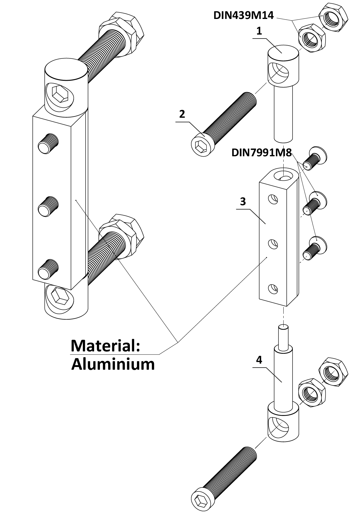 Adjustable hinge for screwing, stainless steel/aluminium