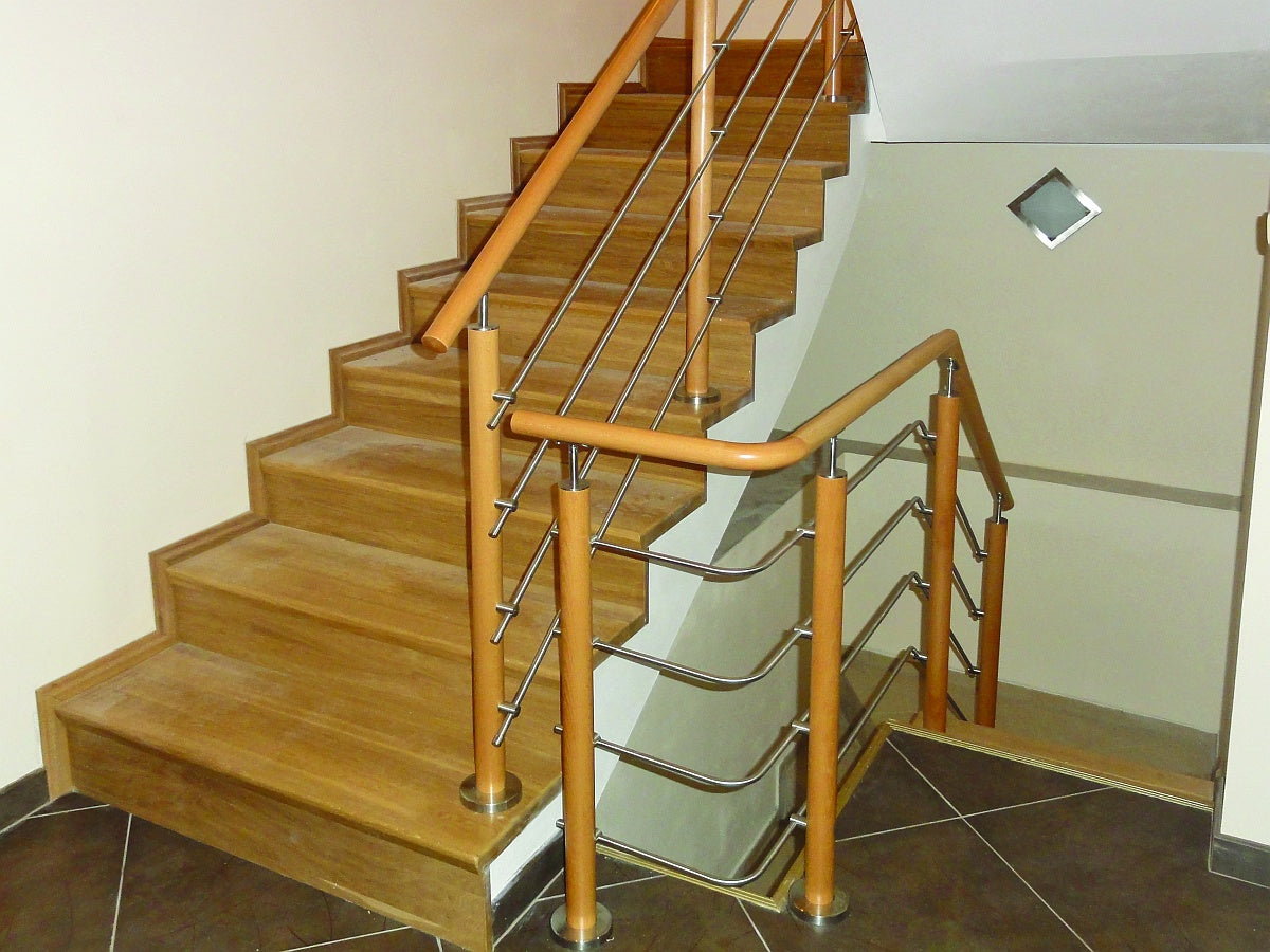 Beech pole D50 AISI304+BEECH, D50/4xd12mm, H900mm