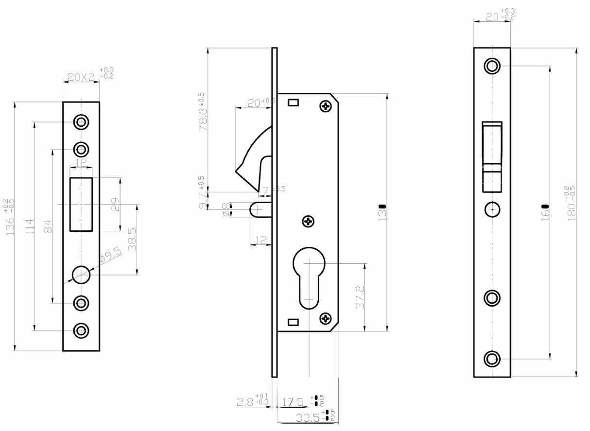 Lock for sliding gates with counterpart AISI304
