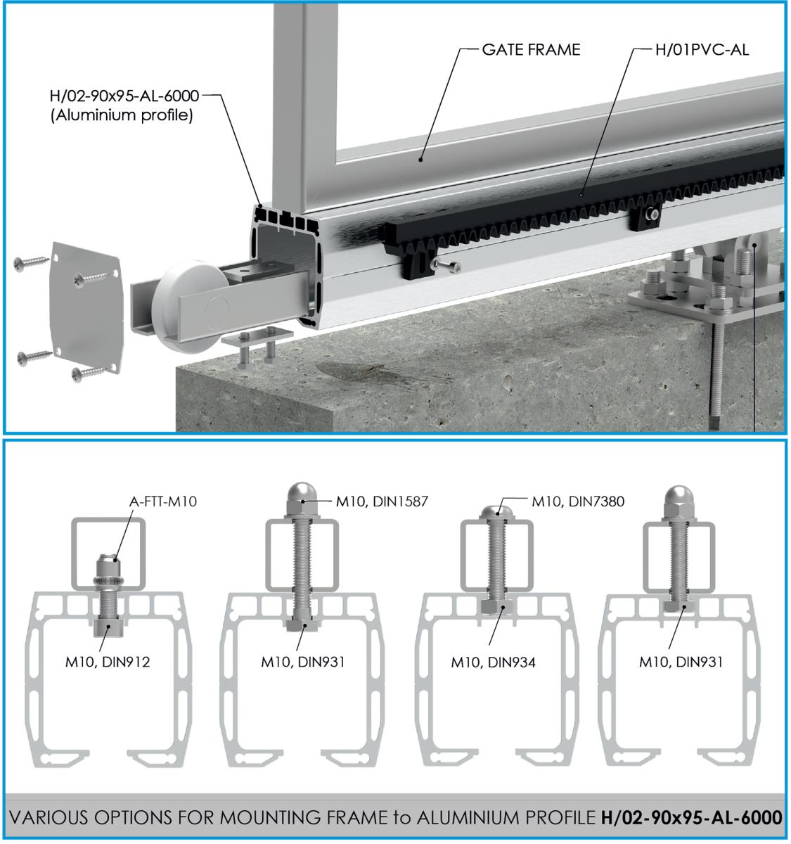 Guiding bottom profile AL, 90x95mm, L6m