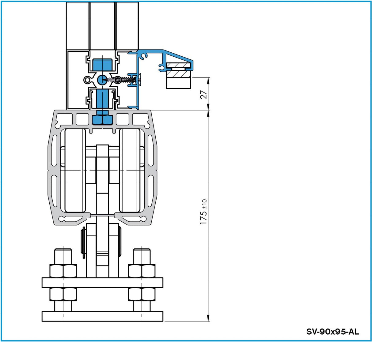 Guiding bottom profile AL, 90x95mm, L6m