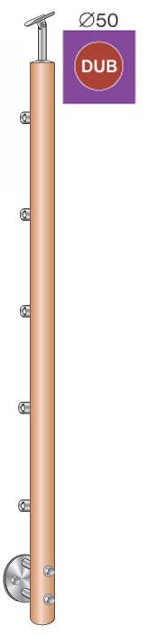 Oak pole D50mm, 5xd12mm, h=100cm, BK - stairs