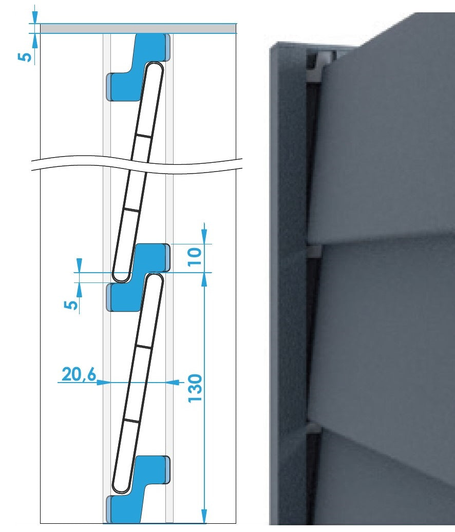 Separator element for slat filling 8x120mm