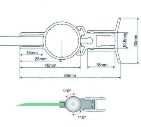 Hinge for glass door AISI304 +/- 110° L2100mm