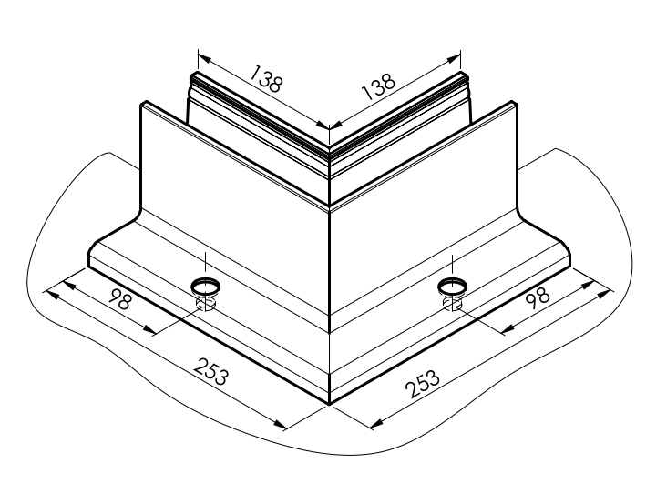 AL. profile, top mount  90° IN corner AL/ELOX/Sati