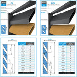 Click-lock spacer cover strip for U-adapter, 41x09-36mm - Anthracite R7016, slanted with 5 mm gap - SET