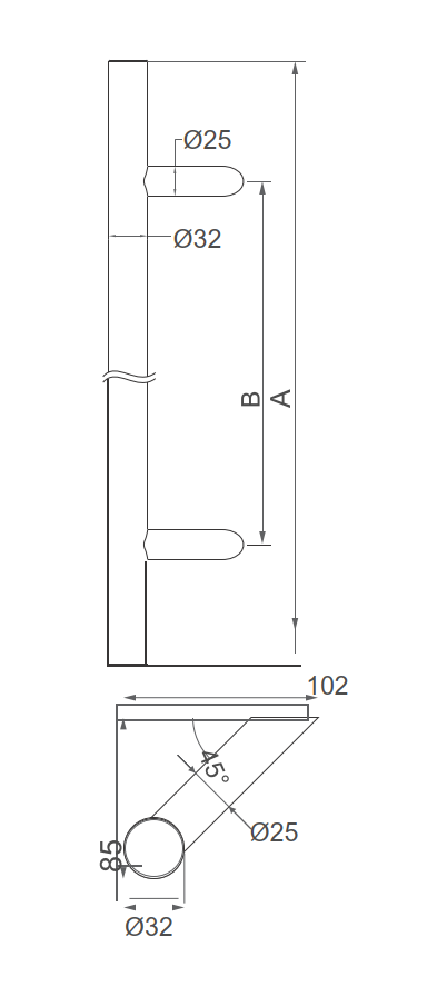 Pull handle - brushed AISI304, BLACK