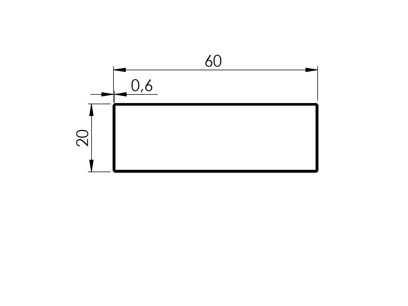 Stainless steel square profile