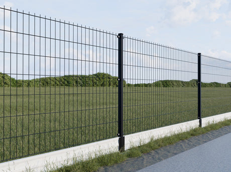 Palo zincato 60x40mm con tappo in PVC, 1800mm - Nero opaco RAL 9005