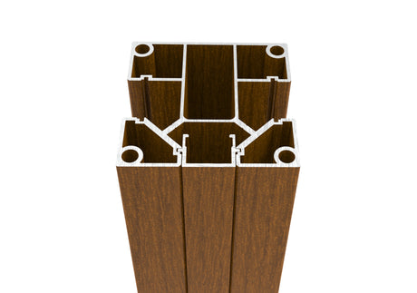 Set Palo per recinzione in alluminio 70 × 70 mm – 6,0 m – Decorazione legno QUERCIA DORATA W03 – per riempimenti larghi