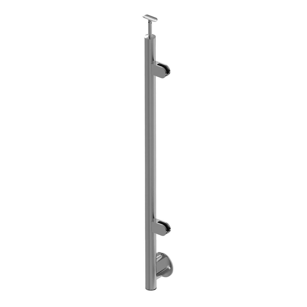 Inox pole - side anchoring, straight - left + plat