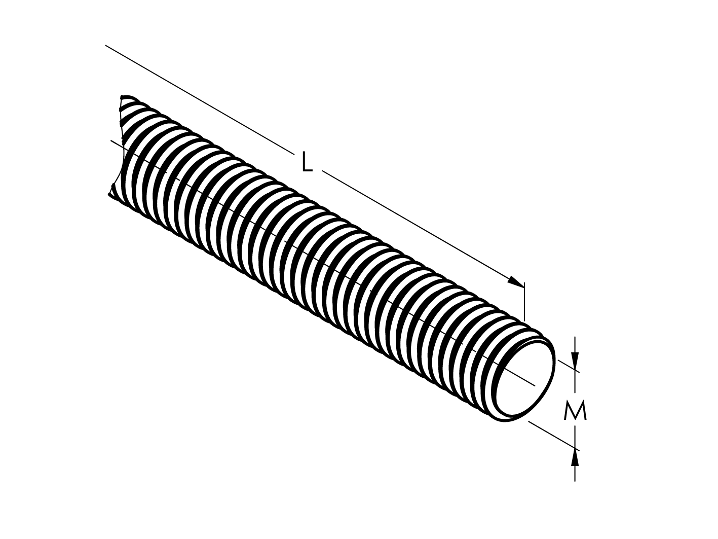 Threaded rod, stainless steel, AISI304, M12/L120mm