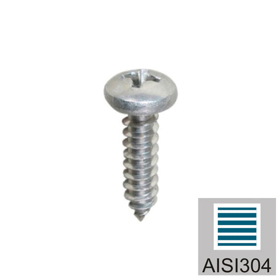 Pan head chipboard screw, full thread, stainless steel