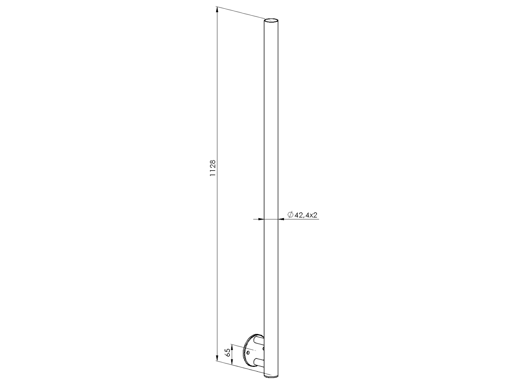 Stainless steel pole, BK-straight AISI316, D42,4/H