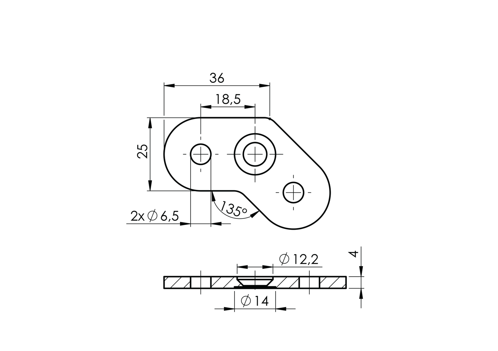 Handrail saddle - tub 135st°