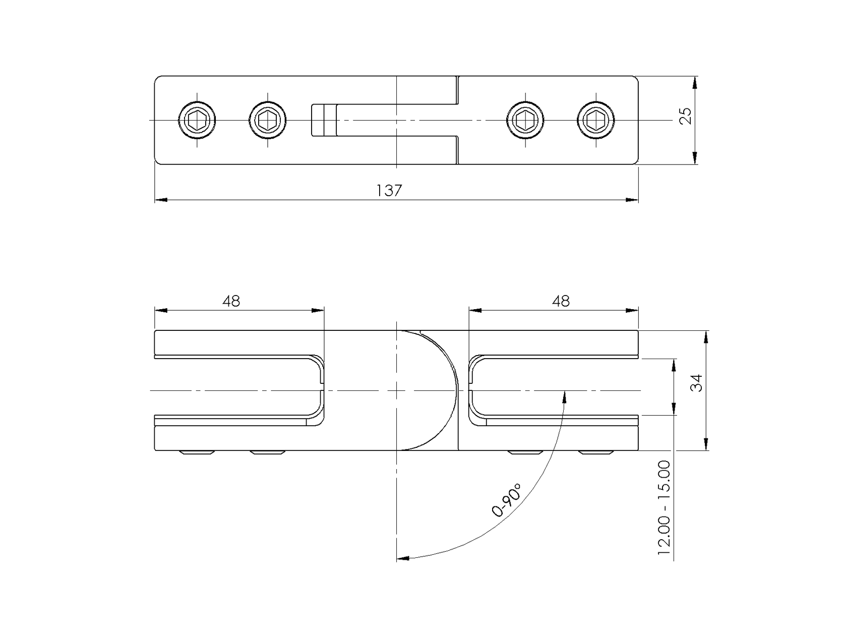 Glass clamp - glass/glass