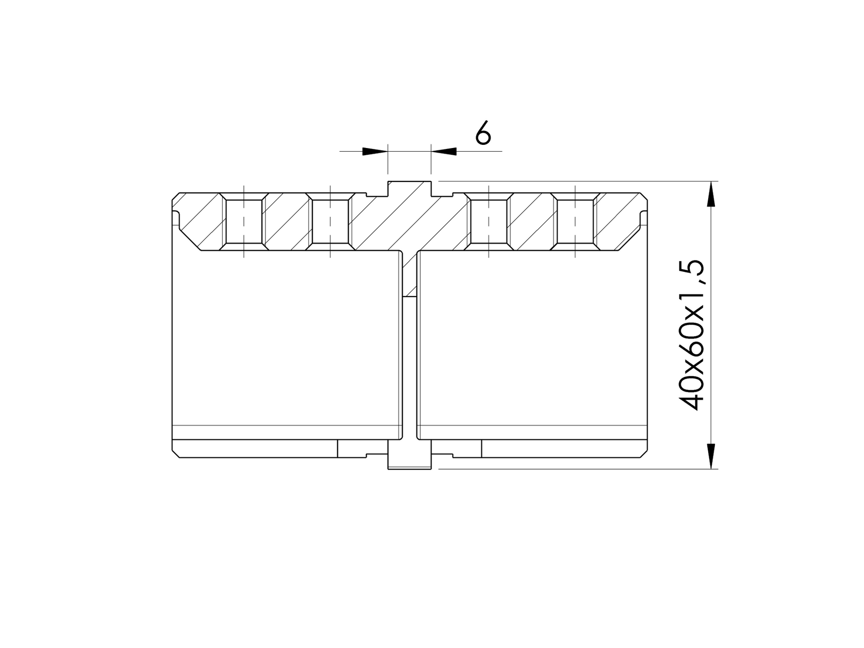 Glass clamp - end cap AISI 316,60x40mm