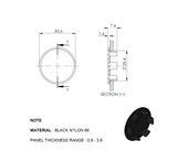 End cap for AL profile - black, PVC, D25mm
