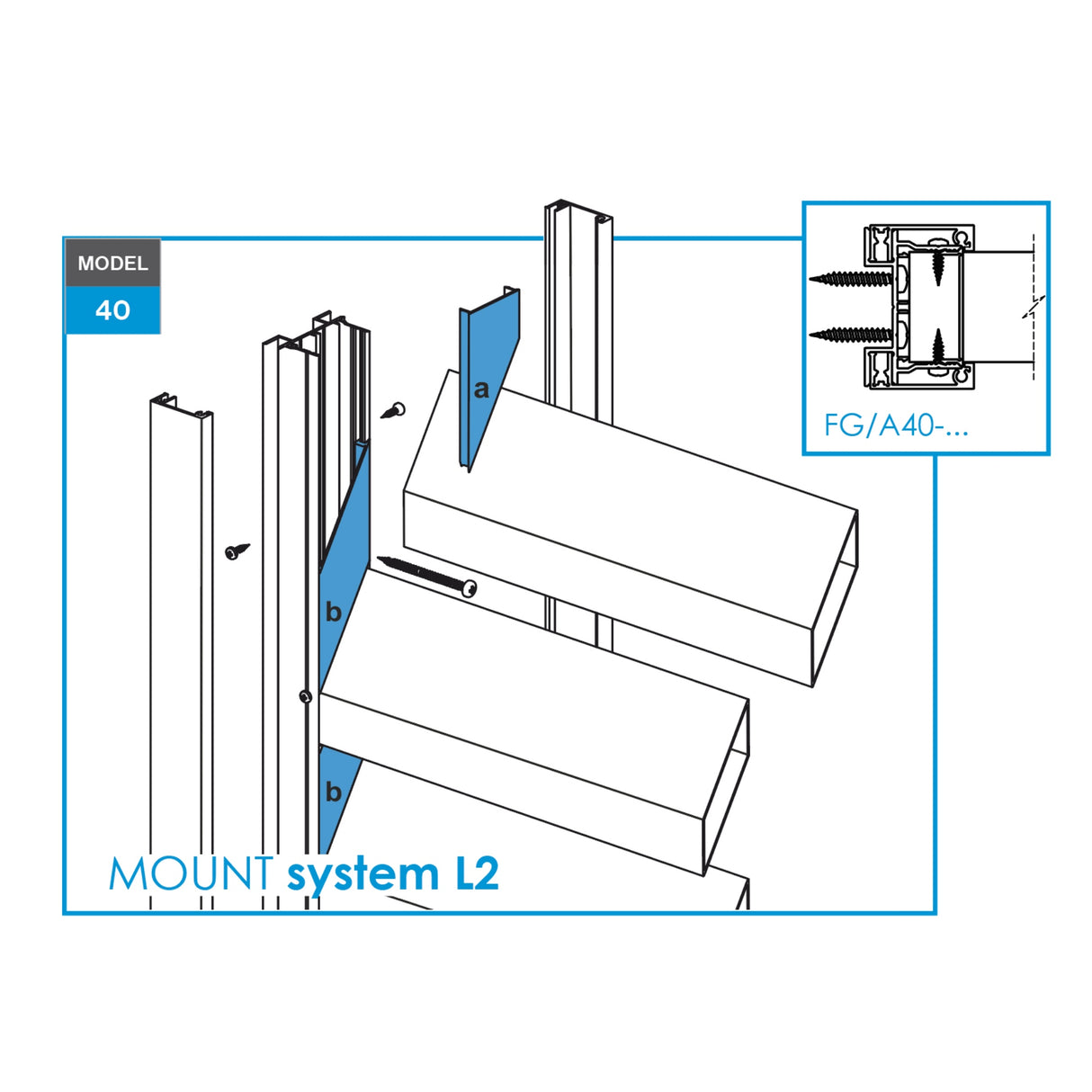 Click-lock spacer cover strip for U40-adapter, 41x09-36mm - Anthracite R7016, slanted with 5 mm gap - SET