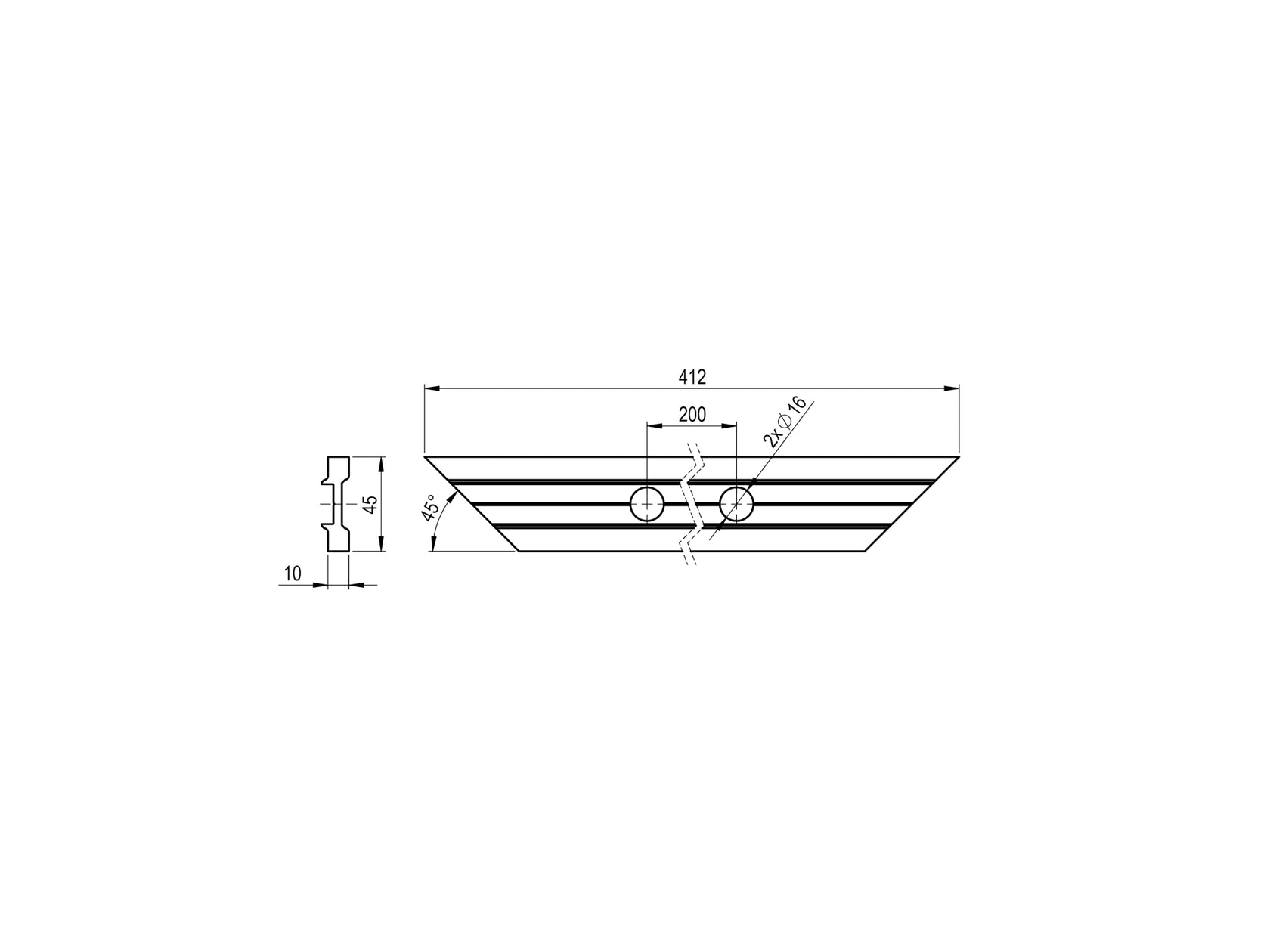 Top mount - glass drainage profile