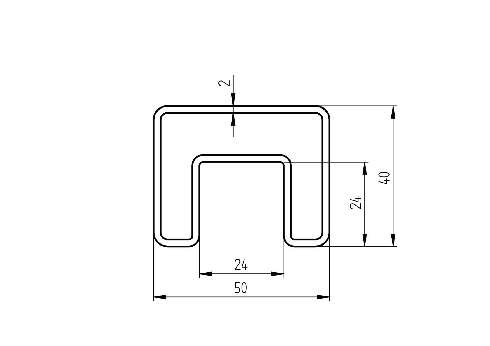 AL square handrail with plow for glass