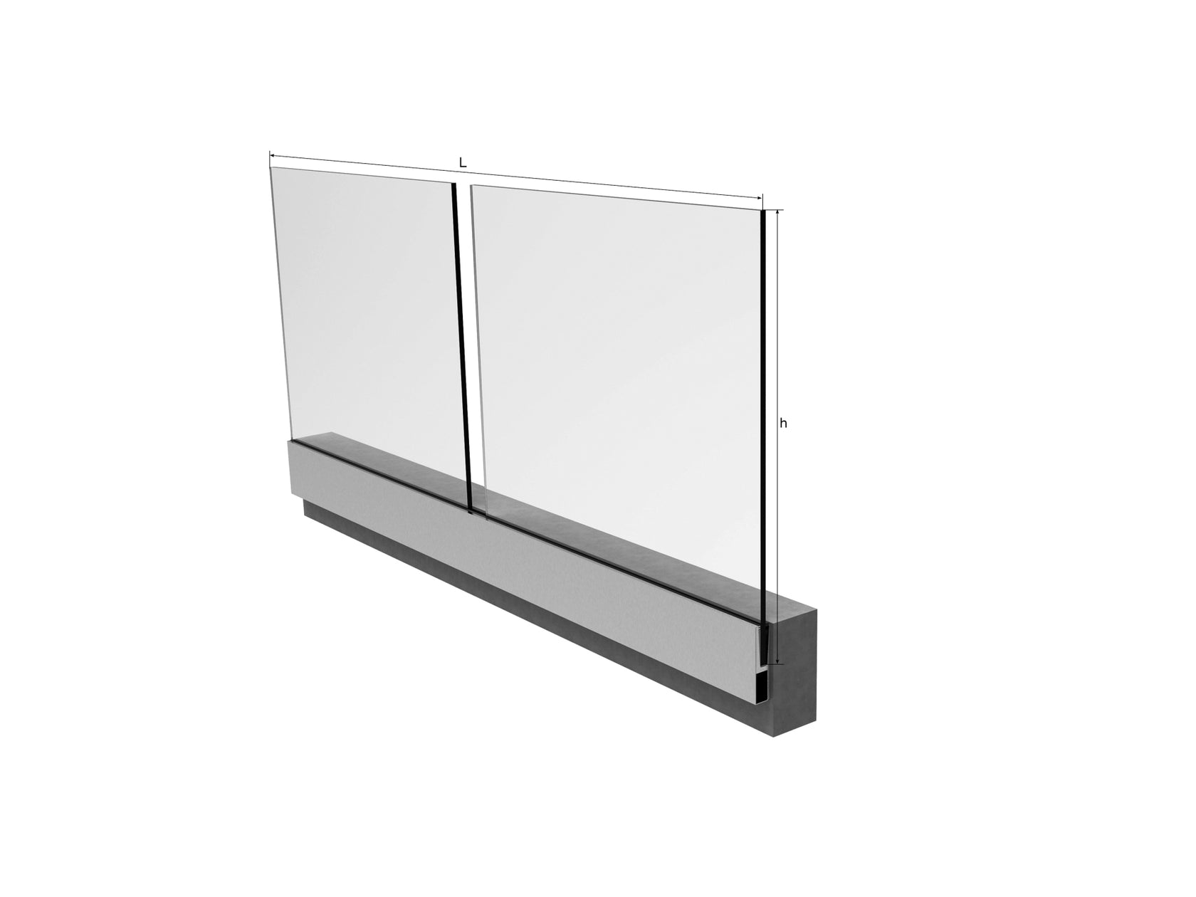 Glass railing, aluminium profile, BR AL/16,76/H100