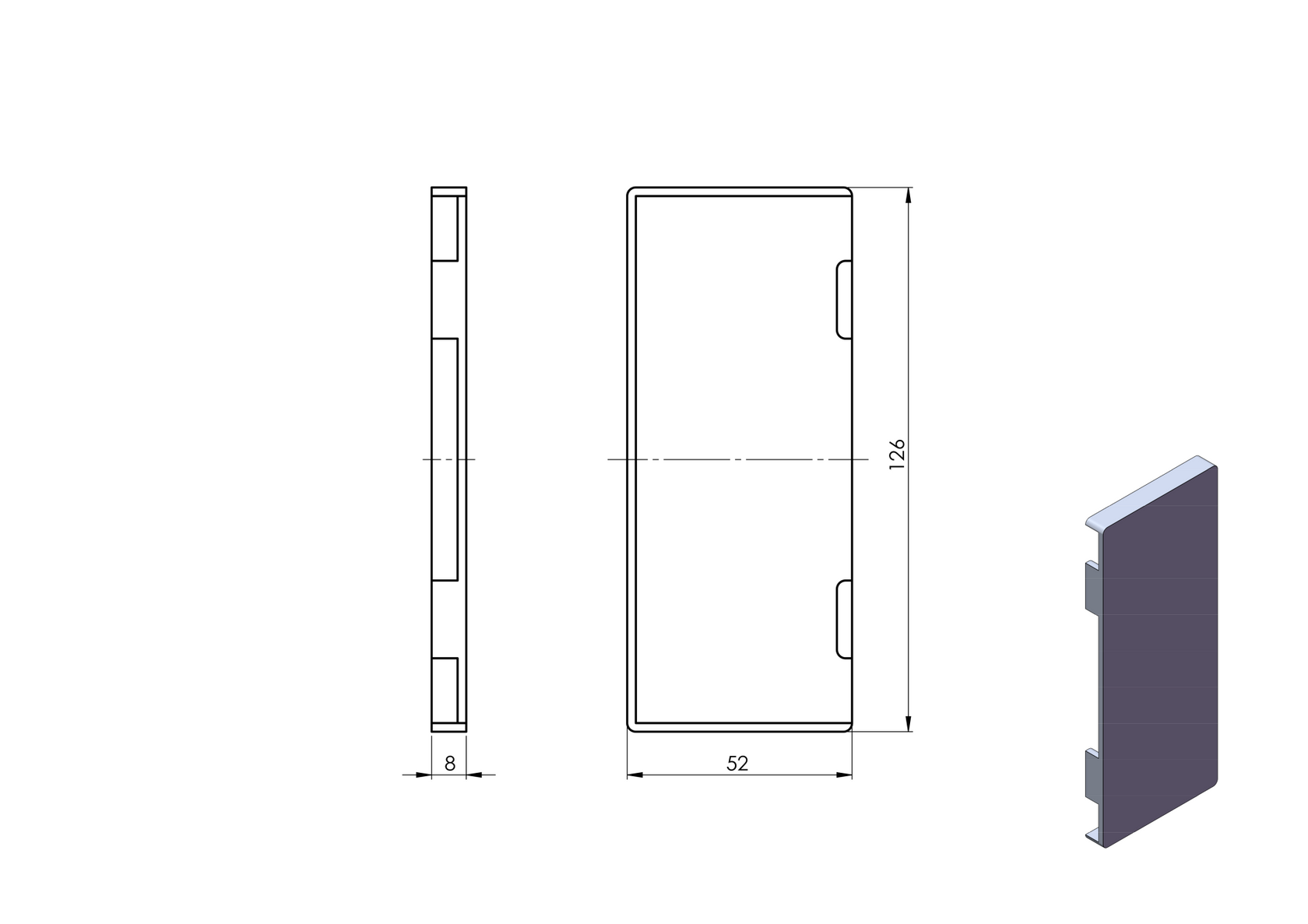 End cap for profile AL/0005-D-S-E