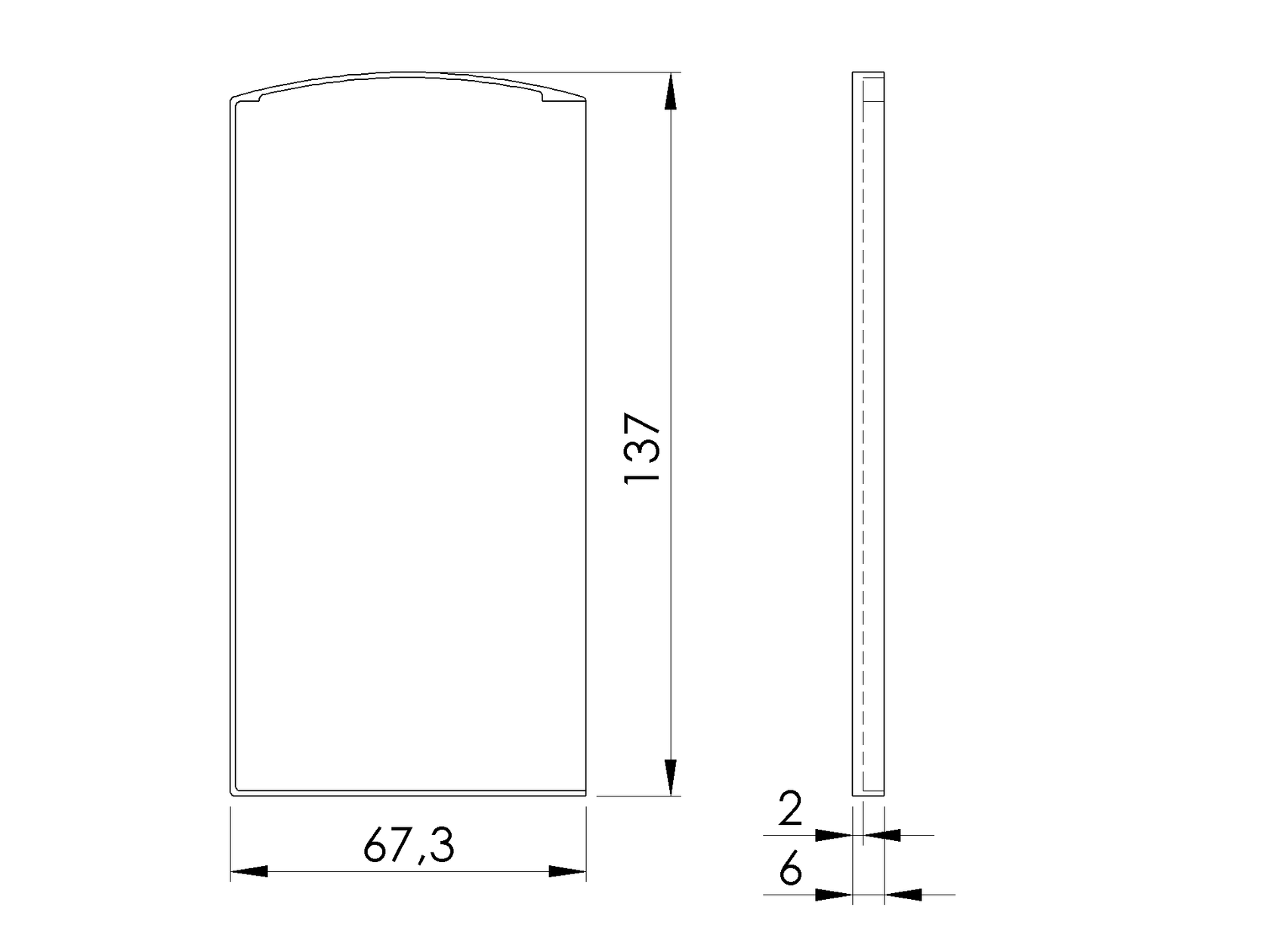 End cap for profile Al/0005-UNO-S-E