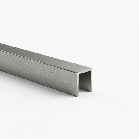 Profilo per vetrate U AL 17x20x1,5 mm per vetro da 8 mm effetto INOX