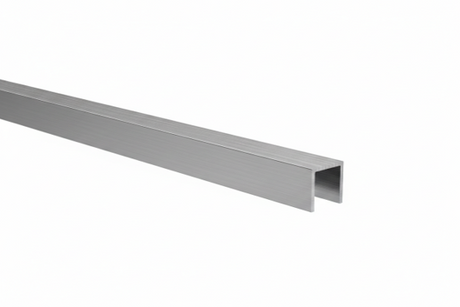Glazing profile U AL 15x15x2mm for 6–8mm glass with stainless steel finish
