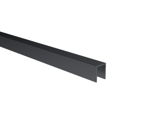Profilo per vetrate a U in alluminio 20x30x2 mm per vetro da 10-12 mm, anodizzato nero