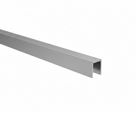Profilo per vetrate a U in alluminio 20x30x2 mm per vetro da 10-12 mm, effetto INOX