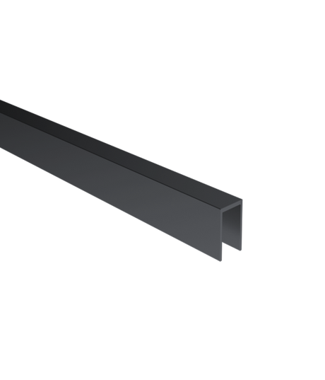  Profilo per vetrate a U in alluminio 20x40x2 mm per vetro da 10-12 mm, anodizzato nero