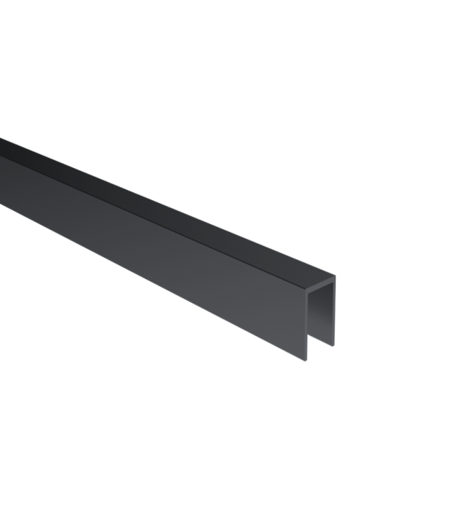  Profilo per vetrate a U in alluminio 20x40x2 mm per vetro da 10-12 mm, anodizzato nero