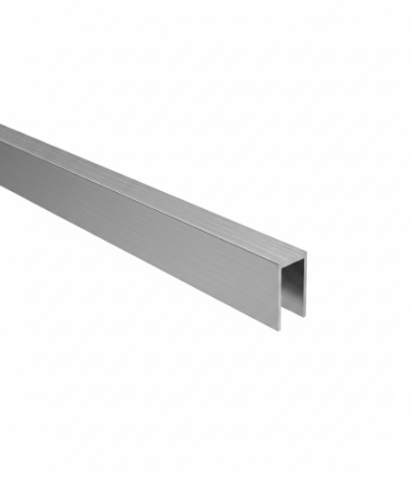 Profilo per vetrate a U in alluminio 20x40x2 mm per vetro da 10-12 mm, effetto INOX