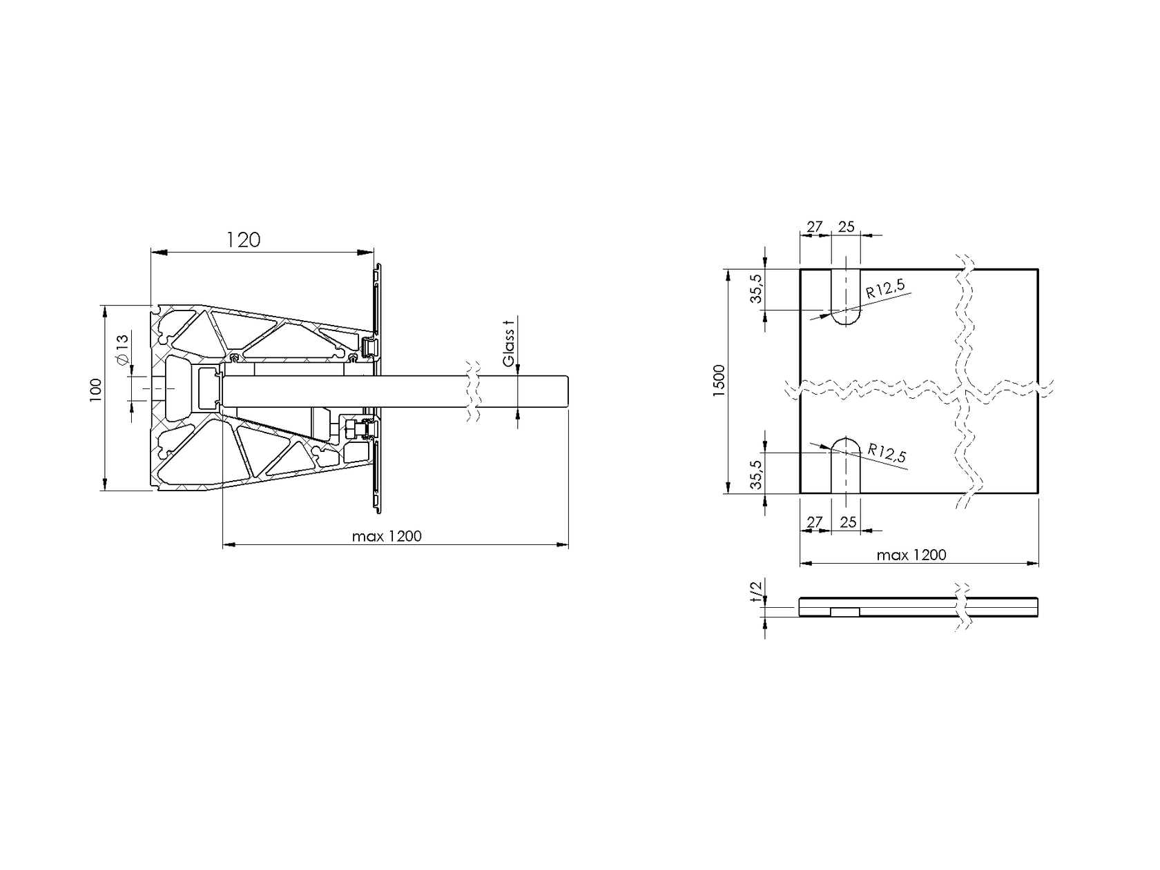 Canopy with aluminium channel profile
