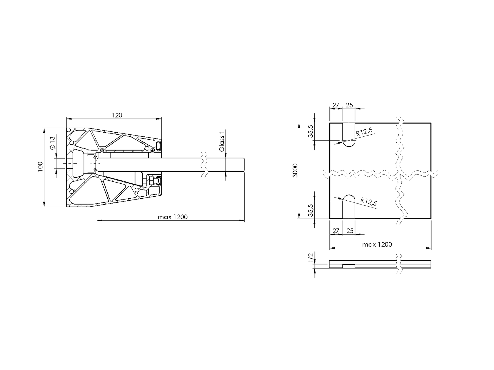 Canopy with aluminium channel profile