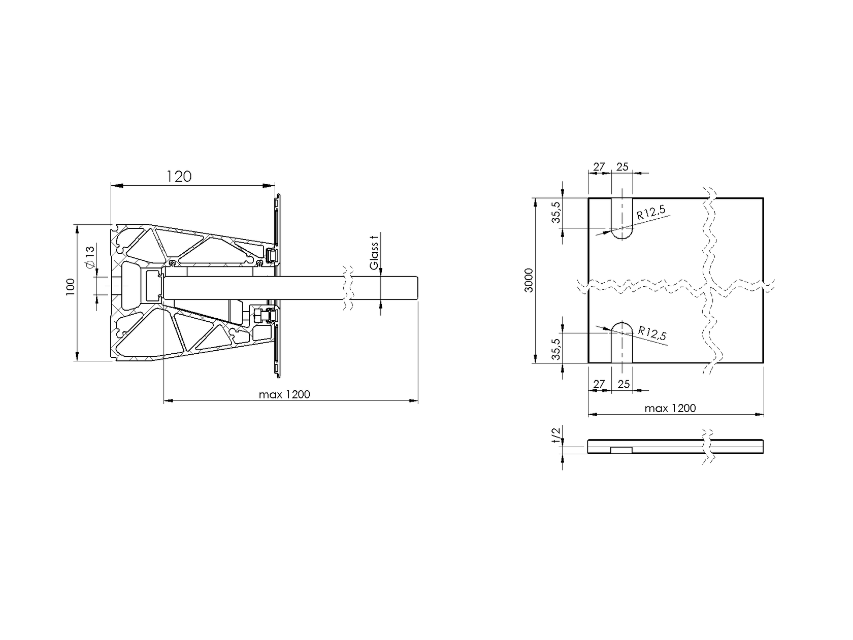 Canopy with aluminium channel profile