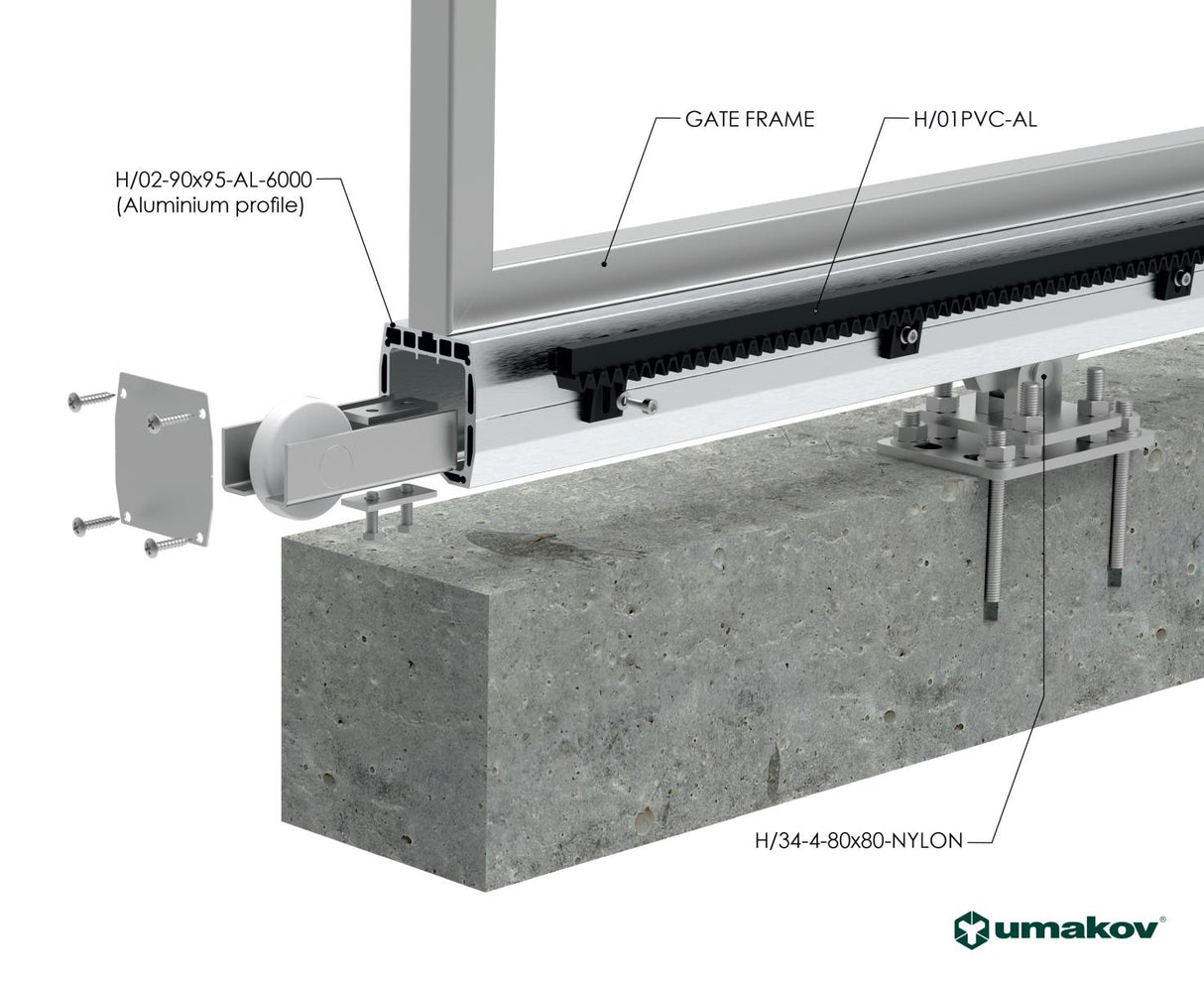 Sliding gate set -ECO, for profile AL 90x95mm